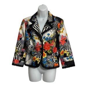 Alberto Makali Multicolor Floral Zebra Blazer
